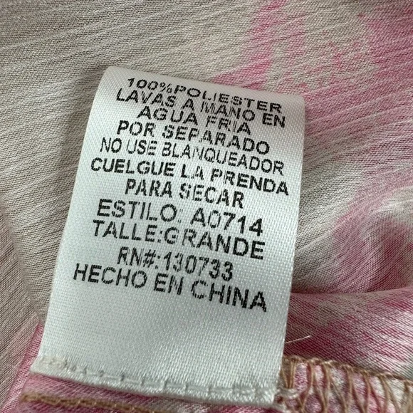 Umgee Pink Green Abstract Blouse Watercolor Boho Artist Resort Vacation Top L - Picture 10 of 10